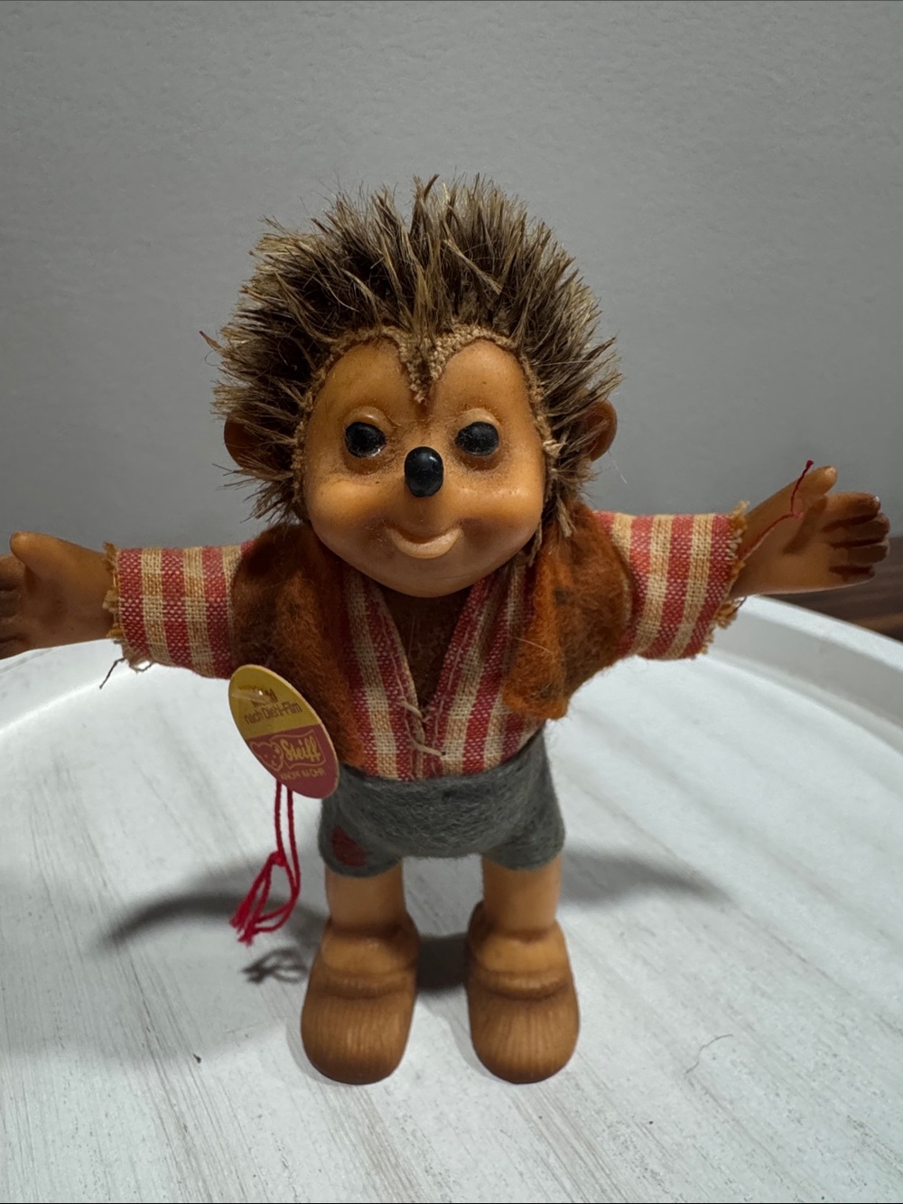 Vintage Steiff Brown Hedgehog with original chest tag “nach Diehl-Film”